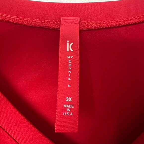 Lot of 2 IC by Connie K top tunic sz 3X white black bows and red ruffle sleeves - Picture 3 of 12